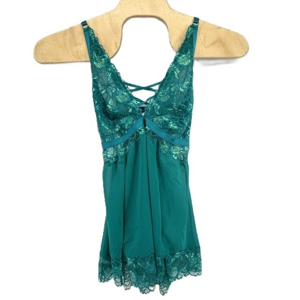 Torrid Moody Butterflies Slip Dress Fanfare Teal Lace Babydoll Chemise NWT 1